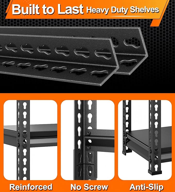 Metal Garage Shelving for Storage - 40'' W 1,680 Lbs Heavy Duty 4 Tier Utility Shelves Freestanding - Adjustable Rack Units for Basement Pantry Kitchen - 40" W x 16" D x 62" H Black