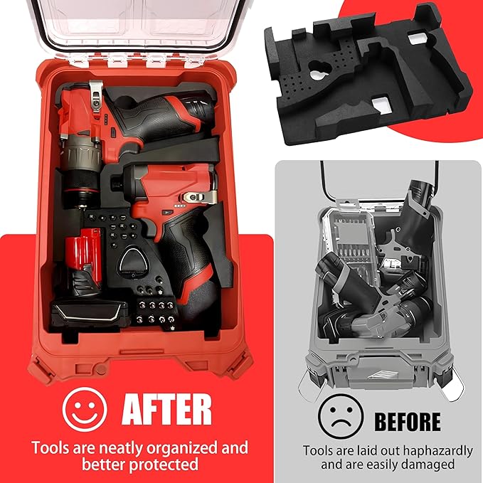 EVA Liner Organizer Compatible with 8435 Series Tool Box, Precision-Cut Foam Insert Fit for 3rd Gen Series Tools and Accessories, Modular System Compatible for Drills & Drivers (Black)