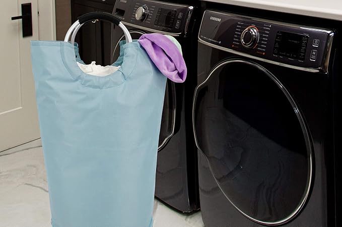 Handy Laundry Collapsible Laundry Hamper Bag – Large Capacity Waterproof Oxford Basket with Aluminum Soft Grip Handles, Foldable & Durable Clothes Hamper for Dorm, Bedroom, Bathroom, Blue