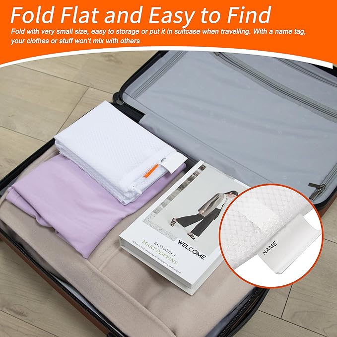 Polecasa Extra Heavy Duty Large Diamond Mesh Laundry Bags 24 x 36" with Drawstring Closure & ID Tag, Storage Bag for College, Travel, Sports, Dorms, White
