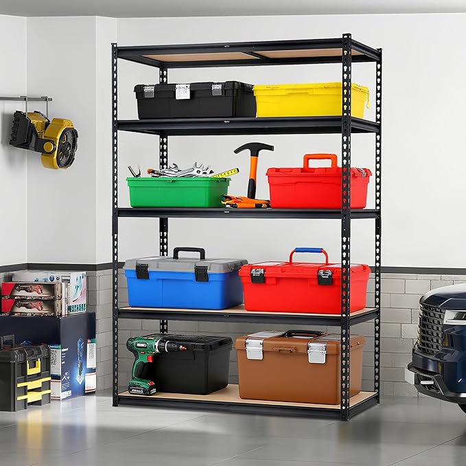 Heavy Duty Garage Storage Shelves 5-Tier Metal Adjustable Shelving Unit Storage Shelving for Kitchen Pantry Basement Bathroom Laundry, 2500 LBS Capacity, 48" l x 18" w x 72" h