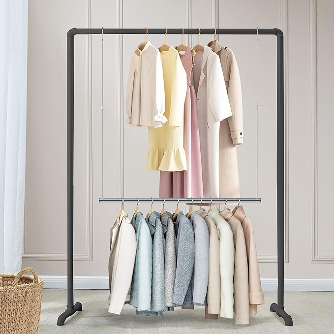 STO STO 1 Pack Closet Hanging Rod, Length and Height Adjustable Closet Rod, Space Saving Metal Closet Extender Hanging Bar for Hanging Clothes, Closet, Chrome