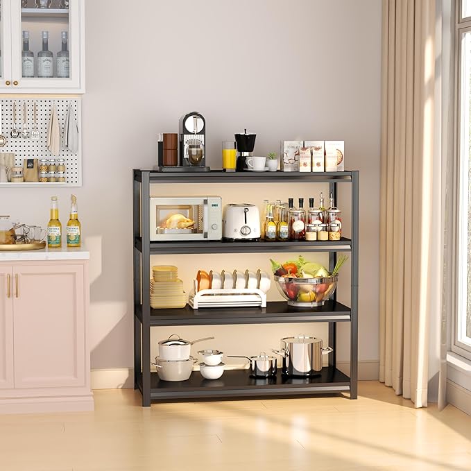 63''H*40W'' Garage Shelving Metal Garage Shelf Unit 4-Tier Storage Shelves Heavy Duty Shelf Organizer Industrial Shelves for Warehouse Basement Kitchen Pantry Commercial, Black