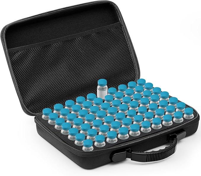 Teenyyou 70 Slots Insulin Peptide Fridge Carrying Case Vial Holder Storage Protector Bag, Fits Standard 10ml Vials, Insulin Cooler Travel Kits Case Organizer Diabetes Protector(Black)