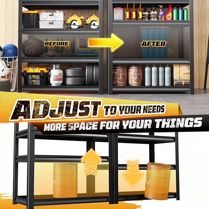 Garage Storage Shelves 5-Tier,Garage Storage System Shelves Adjustable,Storage Shelving for Basement,Pantry,Kitchen,Warehouse (1, 77.9" H x 46" W x 20" D)