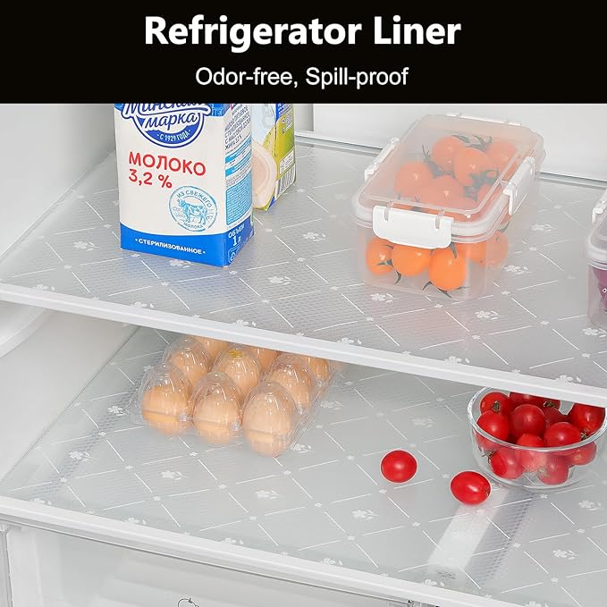 INNOLITES Kitchen Cabinet Shelf Liner, Non-Adhesive Refrigerator & Drawer Liner, Waterproof EVA with Floral, Easy to Clean & BPA-Free (White Daisy, 17.5" x 197")