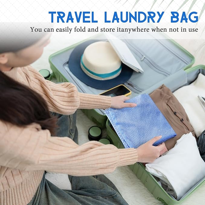 6 Pack 20 x 17 Inches Colorful Soft Mesh Laundry Bag with Handles Machine Washable Secure Drawstring Closure Large Sturdy Mesh Net Laundry for College Travel Dorm Laundromat
