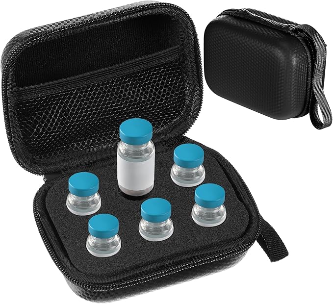 Teenyyou 6 Slots Insulin Peptide Fridge Carrying Case Vial Holder Storage Protector Bag, Fits Standard 10ml Vials, Insulin Cooler Travel Kits Case Organizer Diabetes Protector(Black)