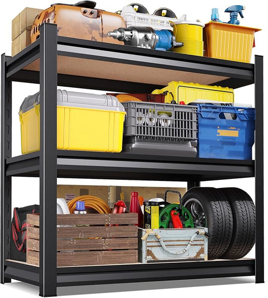 33"Hx35"Wx16"D Garage Shelving,3 Tier Garage Storage Shelves,Adjustable Heavy Duty Metal Shelving Units and Storage Large Rack,Utility Steel Shelf For Shop Warehouse Industrial Pantry Basement