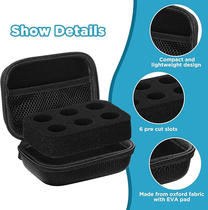 Teenyyou 6 Slots Insulin Peptide Fridge Carrying Case Vial Holder Storage Protector Bag, Fits Standard 10ml Vials, Insulin Cooler Travel Kits Case Organizer Diabetes Protector(Black)