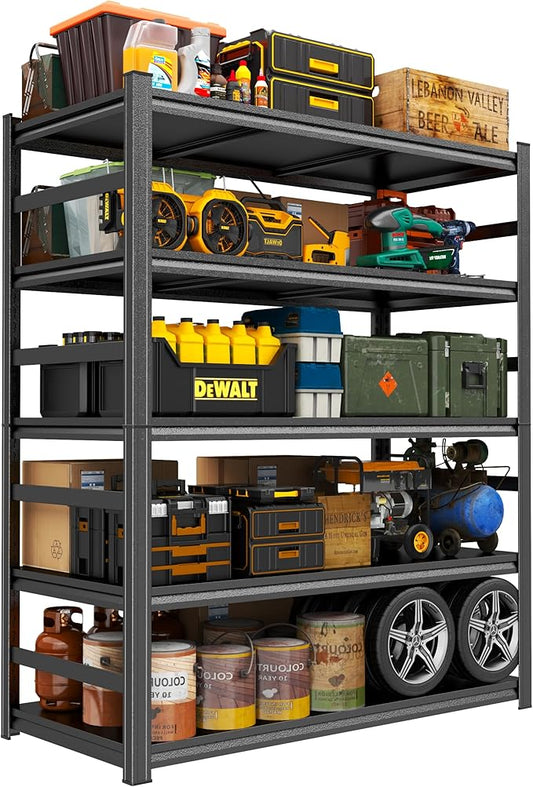 Metal Garage Shelving Unit, Heavy Duty Adjustable Storage Shelves, Steel Shelving, 3000 lbs Capacity, Industrial Shelves for Heavy Tools and Equipment, 5Tier-47.2" Wx 23.6" Dx 87.9" H