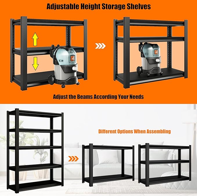 78" H 5-Tier Garage Shelving Heavy Duty, 2800LBS Loads Garage Storage Shelves, Metal Shelving Units and Storage Racks, Industrial Utility Shelf,48" Wx18 Dx78 H