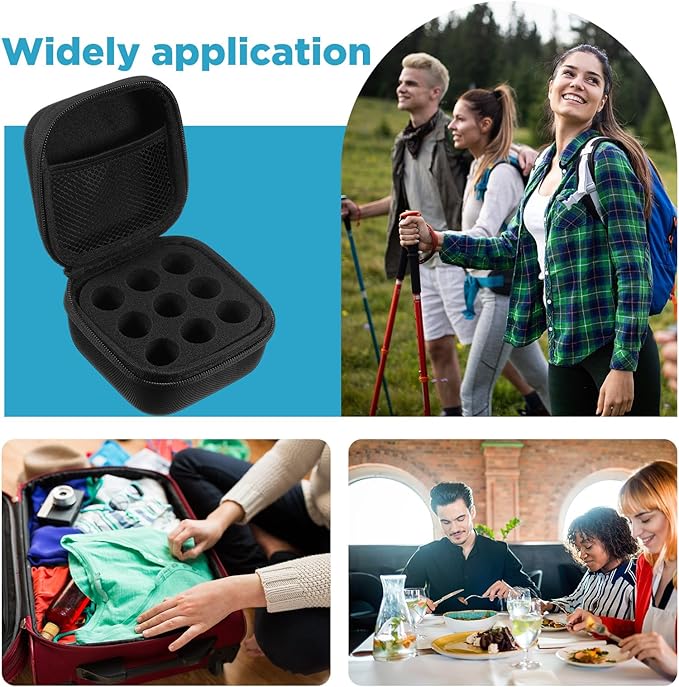 Teenyyou 9 Slots Insulin Peptide Fridge Carrying Case Vial Holder Storage Protector Bag, Fits Standard 10ml Vials, Insulin Cooler Travel Kits Case Organizer Diabetes Protector(Black)