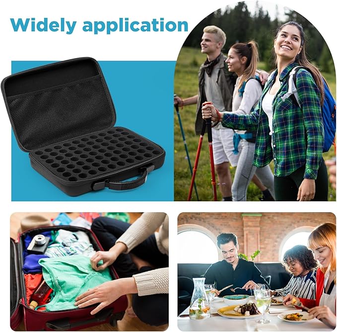 Teenyyou 70 Slots Insulin Peptide Fridge Carrying Case Vial Holder Storage Protector Bag, Fits Standard 10ml Vials, Insulin Cooler Travel Kits Case Organizer Diabetes Protector(Black)