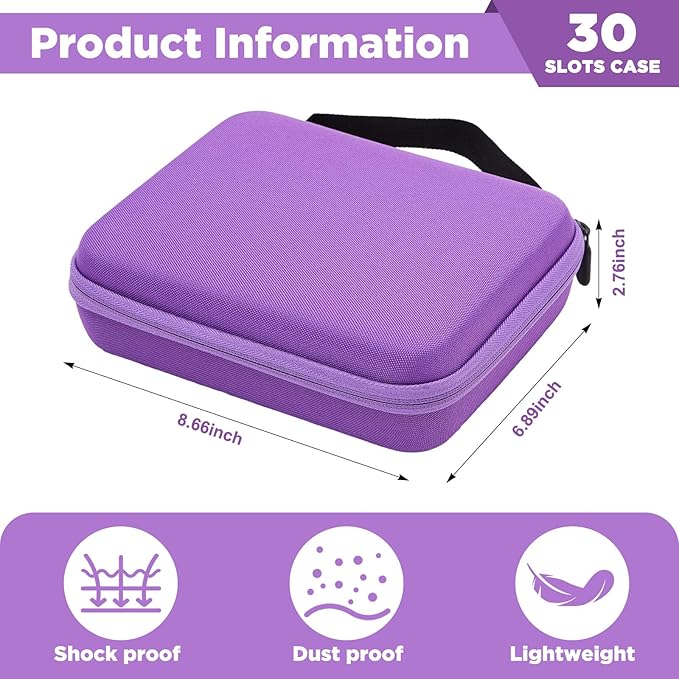 Teenyyou 30 Slots Insulin Peptide Fridge Carrying Case Vial Holder Storage Protector Bag, Fits Standard 10ml Vials, Insulin Cooler Travel Kits Case Organizer Diabetes Protector(Purple)