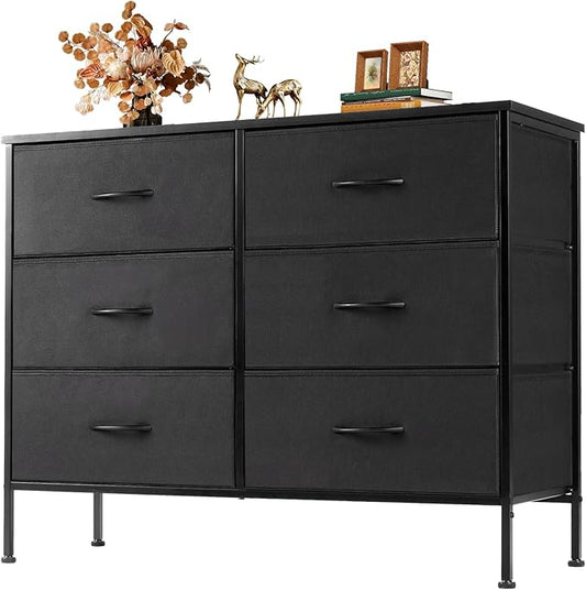 OLIXIS 6 Drawers Storage Organizers Units, Closet Organizers and Storage for Clothes, Fabric Storage Drawer TV Stand for Living Room, Chest of Dresser in 31.5" D x 11.8" W x 31.5" H, Black