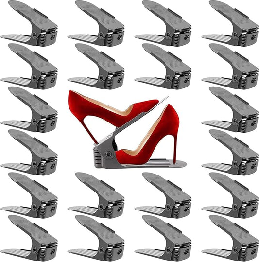 Neprock Shoe Organizer for Closet, 20-Pack (Grey)