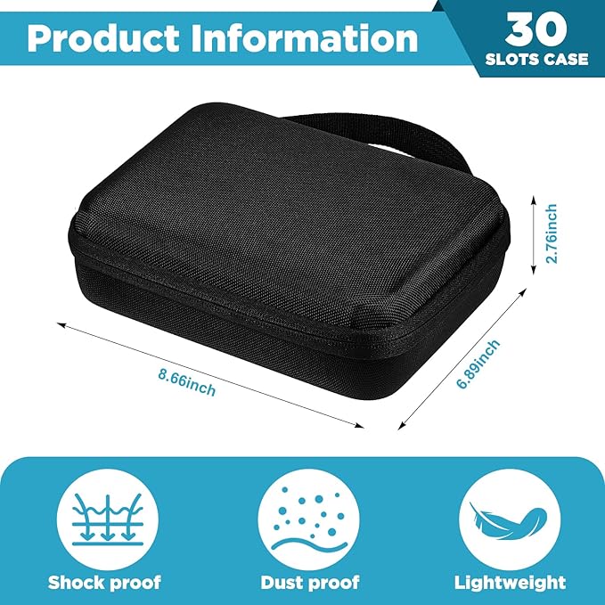 Teenyyou 30 Slots Insulin Peptide Fridge Carrying Case Vial Holder Storage Protector Bag, Fits Standard 10ml Vials, Insulin Cooler Travel Kits Case Diabetes Protector(Black)