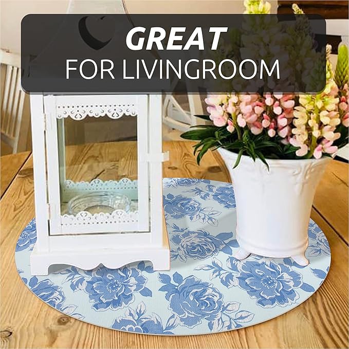 FIFTY FEET 18X96 Inch Shelf Liner for Kitchen Cabinets, PVC Drawer Liner for Dresser Non-Slip Bathroom, Non-Adhesive Cabinet Liner Washable (Blue Flower)(9 Roll)