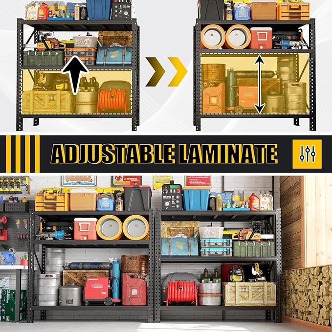 PRESTELION 67" W Heavy Duty Storage Shelves 5100LBS Garage Shelving, Adjustable 3 Tier Metal Shelves, Garage Storage Shelving and Pantry Industrial Shelf Utility Rack, 67" W × 20" D × 63" H