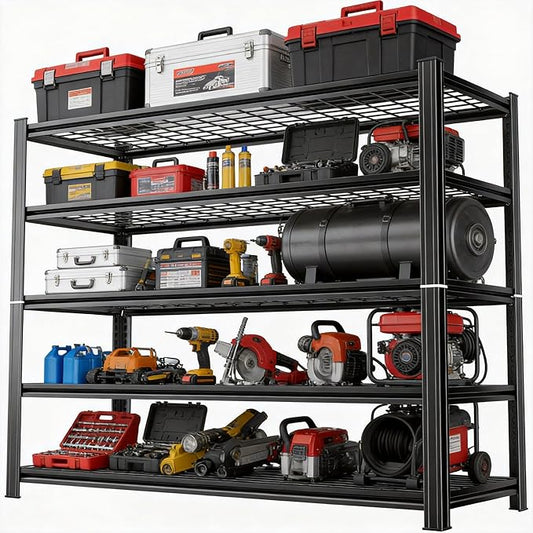 Metal Wire Garage Shelving Unit, Heavy Duty Adjustable Storage Shelves, Steel Shelving, 3000 lbs Capacity, Industrial Shelves for Heavy Tools and Equipment, 5Tier-47.2" Wx 23.6" Dx 71.2" H