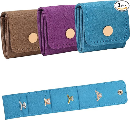 3 Pack Mini Jewelry Organizer, Travel Jewelry Case, Foldable Multifunctional Travel Jewelrys Pouch for Earrings, Necklaces, Rings, Chain Bracelets, Brooches