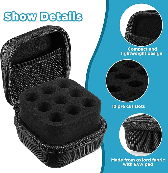 Teenyyou 9 Slots Insulin Peptide Fridge Carrying Case Vial Holder Storage Protector Bag, Fits Standard 10ml Vials, Insulin Cooler Travel Kits Case Organizer Diabetes Protector(Black)