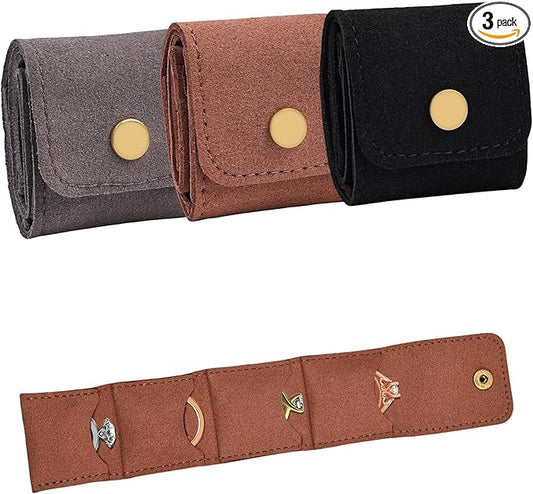 3 Pack Mini Jewelry Organizer, Travel Jewelry Case, Foldable Multifunctional Travel Jewelrys Pouch for Earrings, Necklaces, Rings, Chain Bracelets, Brooches