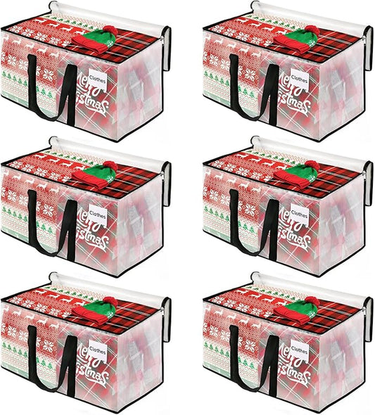 BlissTotes Clear Moving Bags Heavy Duty, 93L Extra Large Storage Bags with Zipper & Reinforced Handles, Waterproof PP Moving Totes for Clothes, Bedding, Comforters, Space Saving Storage (8 Pack)