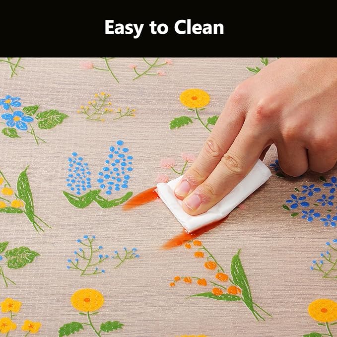 INNOLITES Shelf Liners for Kitchen Cabinets Non-Adhesive Drawer Liner with Floral, Waterproof Durable Easy to Clean, for Refrigerator, Shelves (Colorful Floral, 17.5" x 78.7")