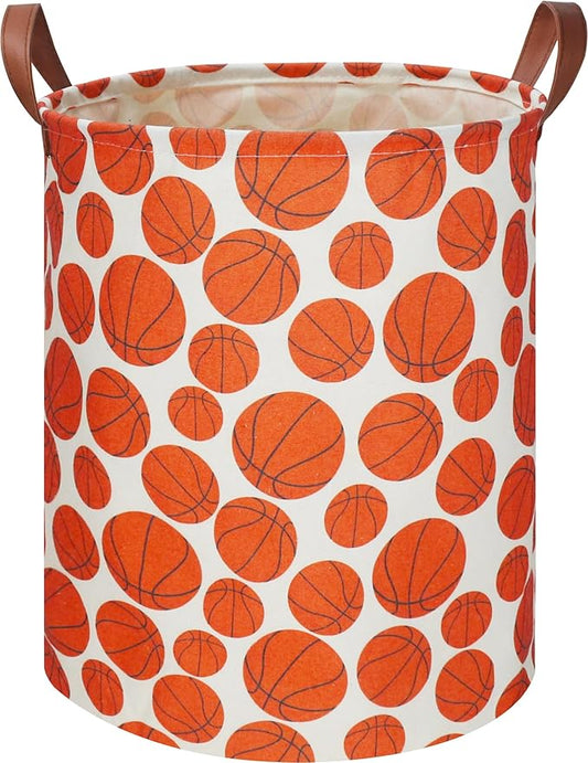 NTAOHAMPER Kids Laundry Hamper,Baseball laundry Basket,Baby Boy Nursery Hamper,Waterproof Storage Bin for Bedroom,Clothes Organizer Basket,Toys Box,Room Decor(Basketball)
