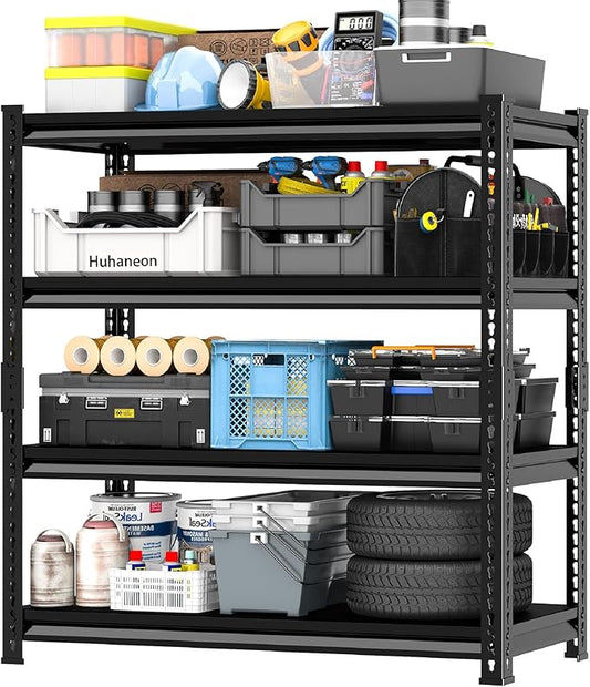 Metal Garage Shelving for Storage - 40'' W 1,680 Lbs Heavy Duty 4 Tier Utility Shelves Freestanding - Adjustable Rack Units for Basement Pantry Kitchen - 40" W x 16" D x 62" H Black