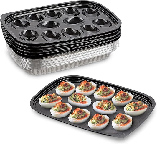 MT Products Clear Deviled Egg Containers Holds 12 Eggs 10.2" x 7.4" x 1" - Durable Egg Platter Tray (Pack of 12) - Made in the USA