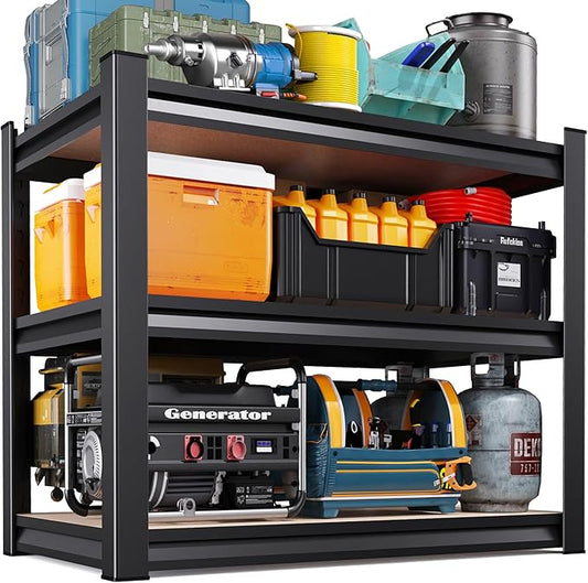 AOAORRG 35" H Garage Shelving Heavy Duty Storage Shelves, Metal Adjustable Shelving Unit, Utility Garage Organizer Shelf for Basement, Pantry, Kitchen, Warehouse, 15.7" Dx33.5 Wx35 H, Black
