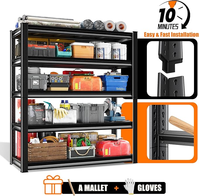 78" H 5-Tier Garage Shelving Heavy Duty, 2800LBS Loads Garage Storage Shelves, Metal Shelving Units and Storage Racks, Industrial Utility Shelf,48" Wx18 Dx78 H