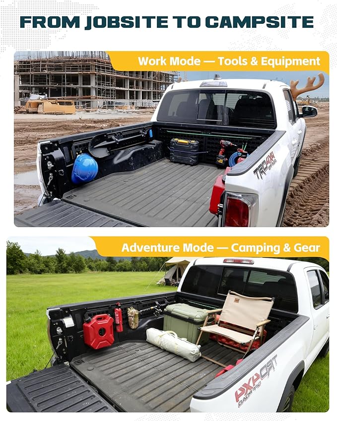 Trumgeta Side Bed MOLLE Panel Fit for 2016-2023 Toyota Tacoma 5FT Bed, Heavy-Duty Aluminum Truck Storage Organizer System for Camping, No-Drill Installation Truck Bed Organizer Accessories