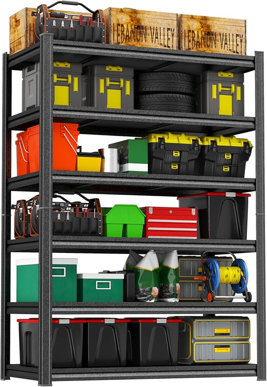 82"H-45"W Garage Shelving Unit meta1 Storage Shelves heavy duty 3000LBS meta1 shelf adjustable storage rack for Basement, Warehouse, Pantry, Closet, Kitchen 82" H x 45.3" W x 17.7" D, Black