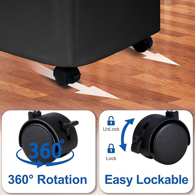 Vincona Slim Laundry Hamper with Lid and Wheels, Small Rolling Laundry Basket with Handle for Small Spaces, Tall Dirty Clothes Hampers for Dorm, Bathroom and Bedroom, 75L Black