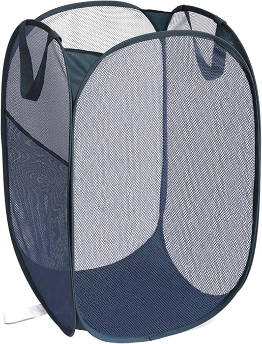 Bemkoo Navy Blue Durable Foldable Laundry Hamper, 22.8 x 14.2 x 14.2 inches