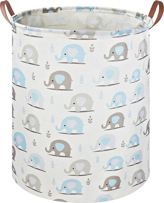 NTAOHAMPER Laundry Hamper, Elephant laundry Basket, Nursery Hamper, Waterproof Storage Bin for Bedroom, Clothes Organizer Basket, Room Decor(Blue Elephant)