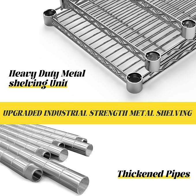 Storage Shelves, 36" L x 14" W x 72" H Heavy Duty Garage Wire Shelving Unit Loads 1750LBS, 5-Tier Adjustable Metal Industrial Utility Shelf Rack for Kitchen, Laundry Room, Basement