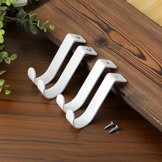 OwnMy 4PCS Closet Rod Brackets Heavy Duty 1 Inch to 1.5 Inch Round Closet Rod Holders, Wall Mount Closet Shelf Rod Pole Support Brackets Clothes Storage Hangers with Screws