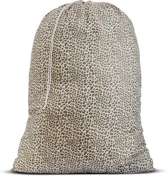 Nylon XL Laundry Bag - Locking Drawstring Closure, Machine Washable, These Large Bags Will Fit a Laundry Basket and Strong Enough to Carry up to Two Loads of Clothes (Leopard | 30" x 40")