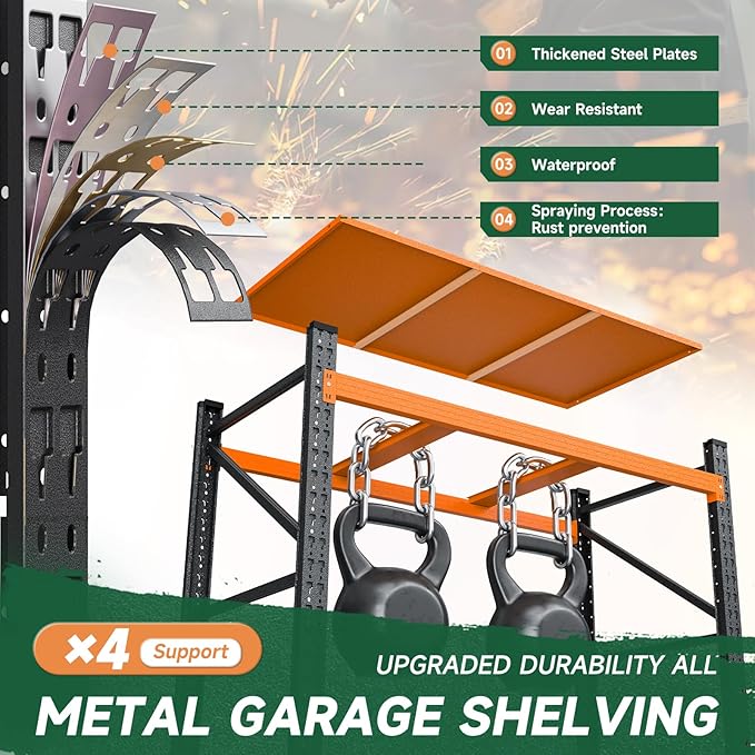 Letaya 71.3" W Metal Storage Shelves,5000LBS Heavy Duty Garage Shelving Units, 4 Tier Adjustable Utility Rack Shelf,Large Industrial Shelves,for Shop,Warehouse,Basement (71.3" W x 24" D x 70" H)
