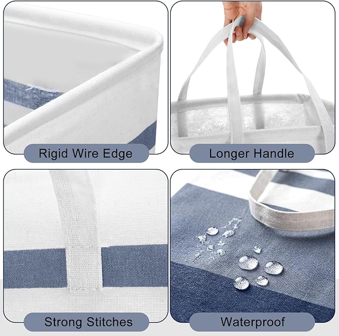 Foaincore 6 Pieces 75 L Laundry Hamper Basket Organizer Large Laundry Bag Bulk Waterproof Collapsible Clothe Storage with Handles for Dorm Room Bedroom Towels (Dark Blue)