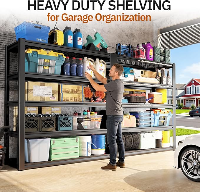 1500lbs Heavy Duty Garage Shelving, 5-Tier Adjustable Storage Shelves, 72" H x 35.4" W x 15.7" D, Utility Wire Shelving for Warehouse, Basement, Garage