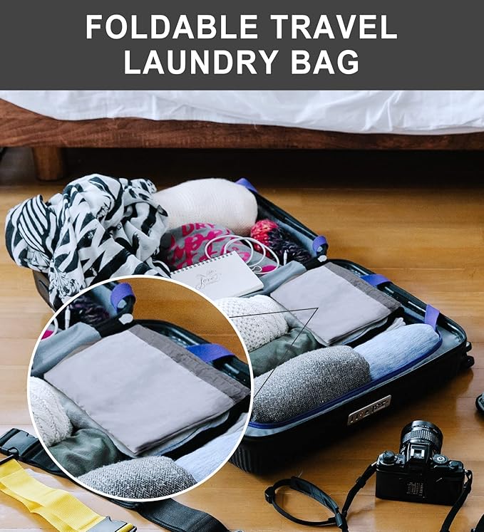 VividPaw Laundry Bag Extra Large Heavy Duty, Laundry Backpack for College students, Travel Laundry Bags with Adjustable Strap, Dirty Clothes Hamper, College Dorm Room Essentials (Grey)