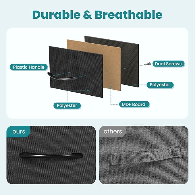 DUMOS 8 Drawer Dresser for Bedroom, Fabric Storage Organizer with Sturdy Metal Frame, Wooden Top Chest of Drawers for Closet Entryway Guest Room,Matte Black