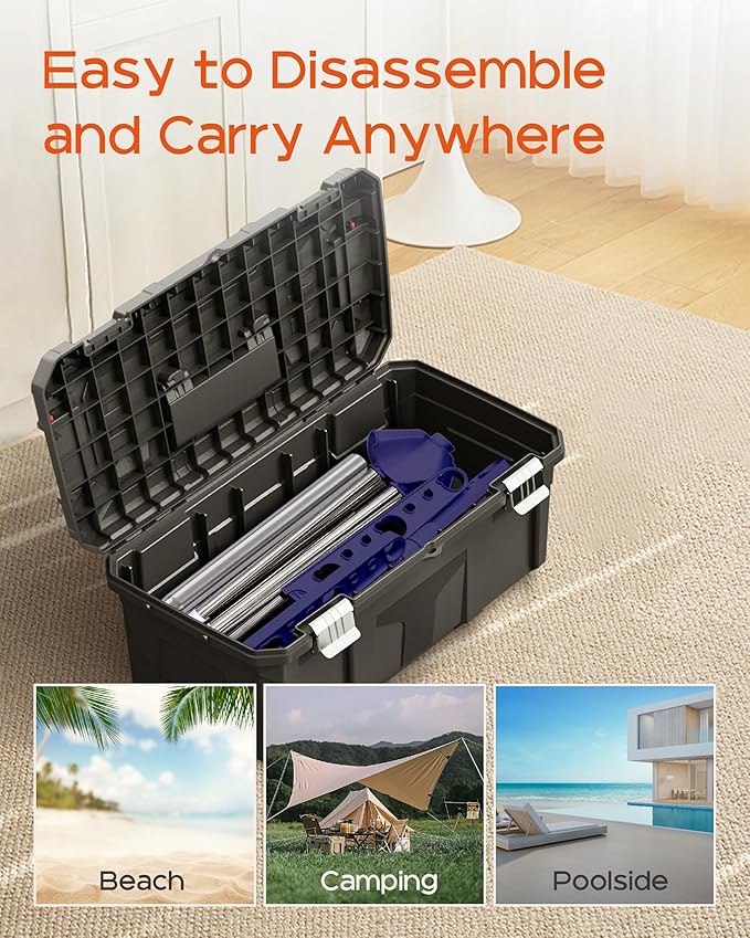 CASAMAYA Clothes Drying Rack Foldable, 70.9 inch Tripod Drying Rack for 35 Pieces of Clothes, with Height-Adjustable Rotatable Clothes Rails, Space Saving, Stainless Steel, Blue and Silver CDR005Q01