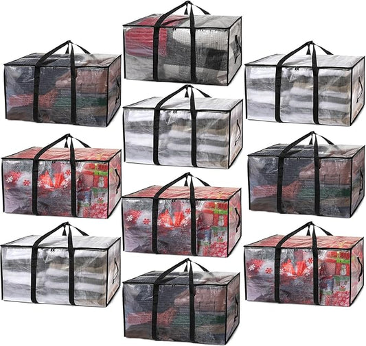 ClearSpace Oversized Moving Bags or Storage Bag – Large Moving Boxes with Backpack Straps, Zippers & Handles – Heavy-Duty Packing Bags for Moving, College Dorm, Christmas Decorations, 8 Pack